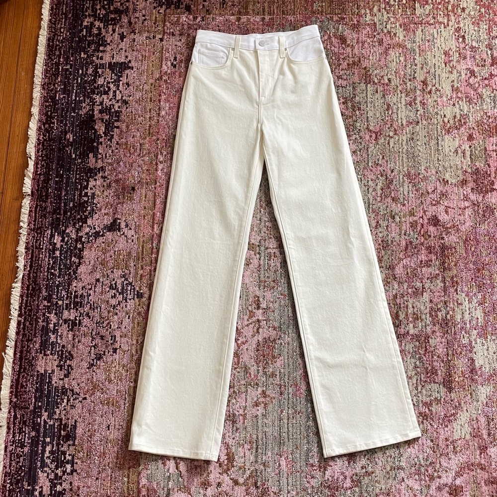 BLDWN High Rise Two Tone White Jeans
